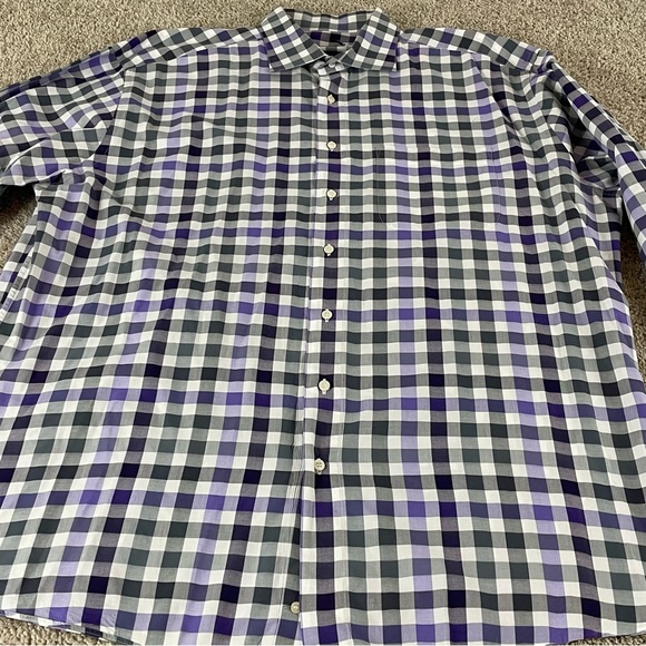 St. Croix Shirt Mens 2XL Plaid Button Colorful Work Office Prep Purple Gray E135 - Picture 4 of 9